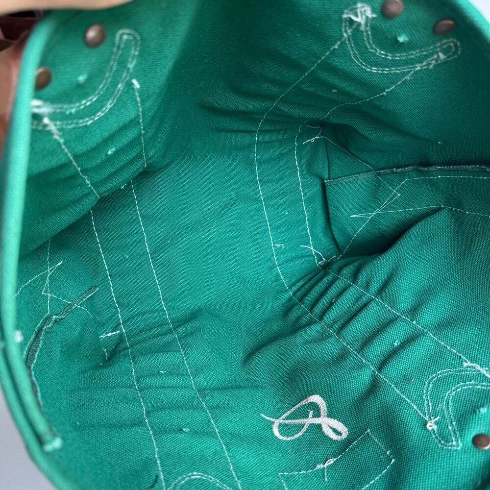 NWT L.L.Bean Green Tricolor Monogram S Leather-Handle Katahdin Boat and Tote Bag - Picture 8 of 10